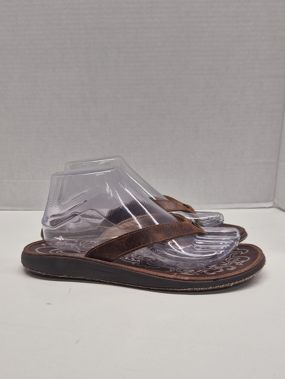 OluKai Paniolo Sandals Flip Flop Thong Leather Slip On Shoes Brown Womens Size 9